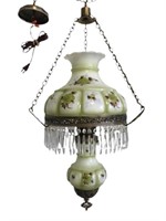 Vintage Metal Glass & Crystal Chandelier