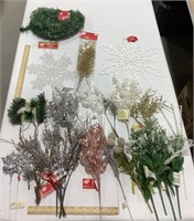Artificial Flowers Lot w/ Ornaments