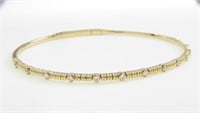 14K Yellow Gold Flexible Diamond Bangle Bracelet