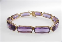 Vintage 14K Yellow Gold Amethyst Bracelet