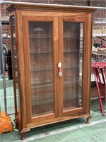Large Timber Display Cabinet With 5 Glass Shelves