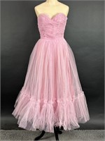 1960s Emma Domb Satin & Tulle Party Frock