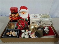 Christmas ornaments, candles and decorations