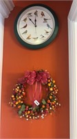 Bird clock and wreath