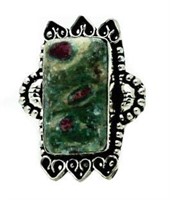 XL Vintage Style Ruby in Fuchsite Designer Ring