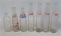 (7) Glass Vintage Pepsi-Cola Bottles.