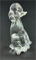 Murano of Venice Clear Glass Dog Sculpture