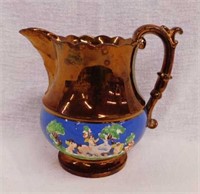 1860's copper lustre English cream pitcher, 5.5"