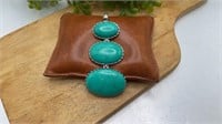 .925 Sterling Silver Large Oval Turquoise