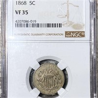 1868 Shield Nickel NGC - VF35