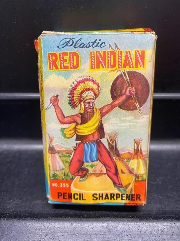 Red Indian Pencil Sharpener in Original Box-Estate