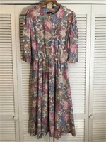 VINTAGE JENNY FLORAL PRINTED DRESS SIZE 12