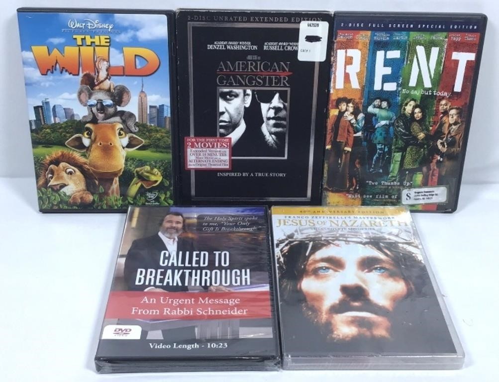 New Open Box Lot of 5 DVD’s