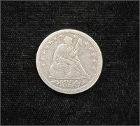 1854 O Seated Liberty Quarter with Arrows at Date