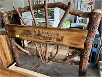 Amish made queen bed frame cabin & bear