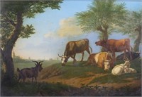 Jan van Gool Oil on Wood Panel Pastoral