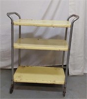 VINTAGE 3 TIER METAL CART ON WHEELS