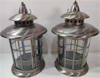 2 Metal Patio Candle Lanterns