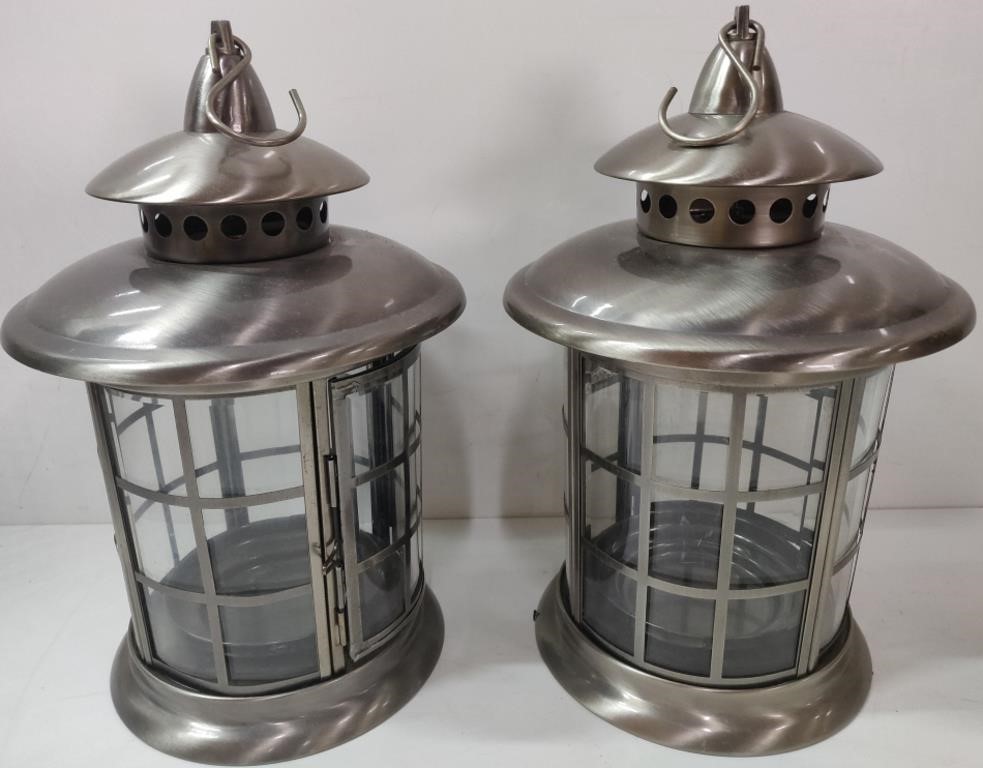 2 Metal Patio Candle Lanterns