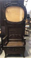 Antique Carved Hall Tree, Missing Mirror
