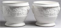 Pair of Tiffany Italian White Porcelain Cache Pots