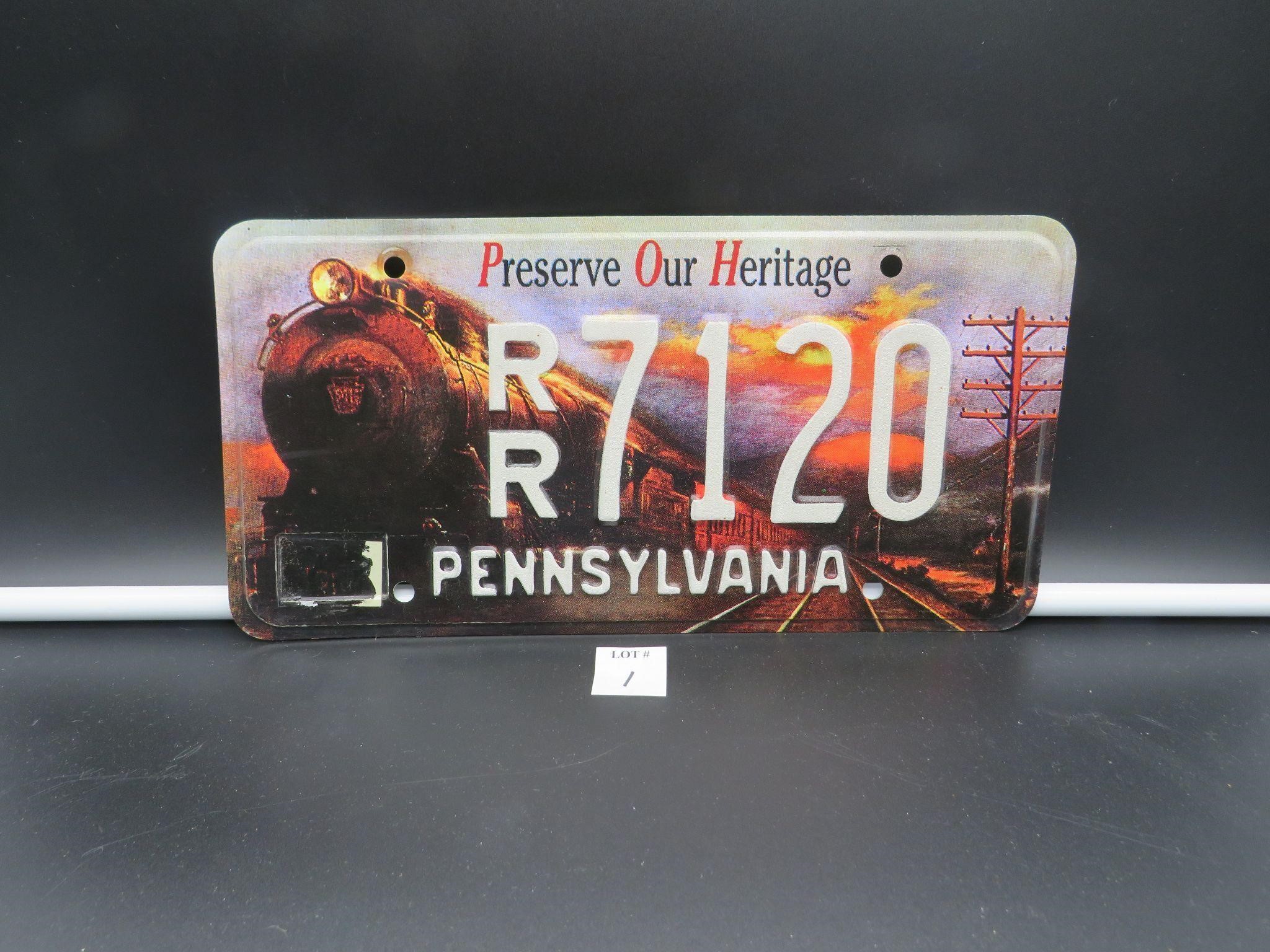 State of PA. Train License Plate