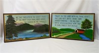 (2) Hand Painted Wood Religious Wall Hanging