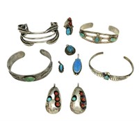 Lot of Native American Indian Silver Jewelry.