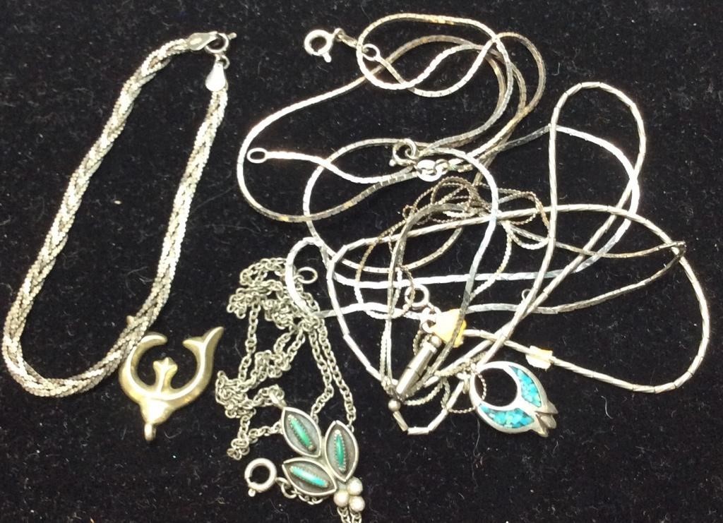 SILVER NECKLACES, BRACELET, TURQUOISE