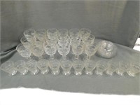 Stemware/Plates 12 glasses, 5.5" T, 3.5" W. 12