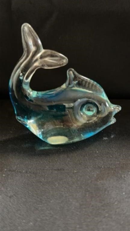 Fish glass paperweight I don’t see any markings