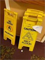 2 Yellow hazard mop wet floor signs 2xbid