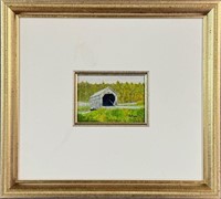 LOVELY SIGNED NB COVERED BRIDGE PAINTING