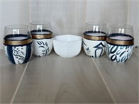 Tiffany Weave Porcelain Basket and Wine Glasses
