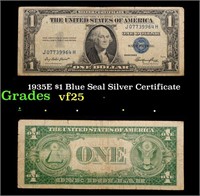 1935E $1 Blue Seal Silver Certificate Grades vf+