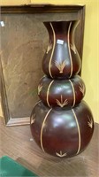 Lot includes tall wooden vase 22” H made in