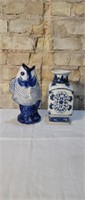 Williams Sonoma Art Pottery Vase Koi Fish Figural