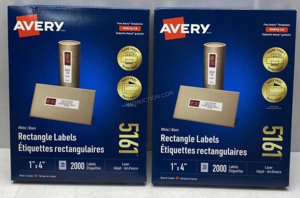 2 Packs of  Avery Rectangle Labels - NEW $110