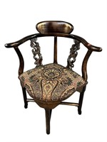 ANTIQUE ORIENTAL EBONIZED CORNER CHAIR