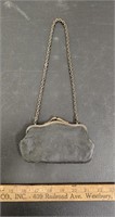 Antique Leather Purse w Chain Strap and Turquoise