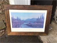 WOOD PICTURE FRAME = DEER AT THE WATER