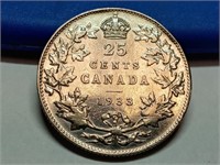 OF) 1933 Canada silver 25 cents