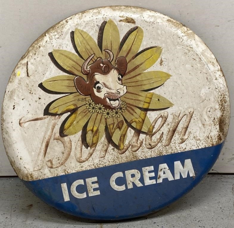 Borden’s Ice Cream Metal Advertisement Sign