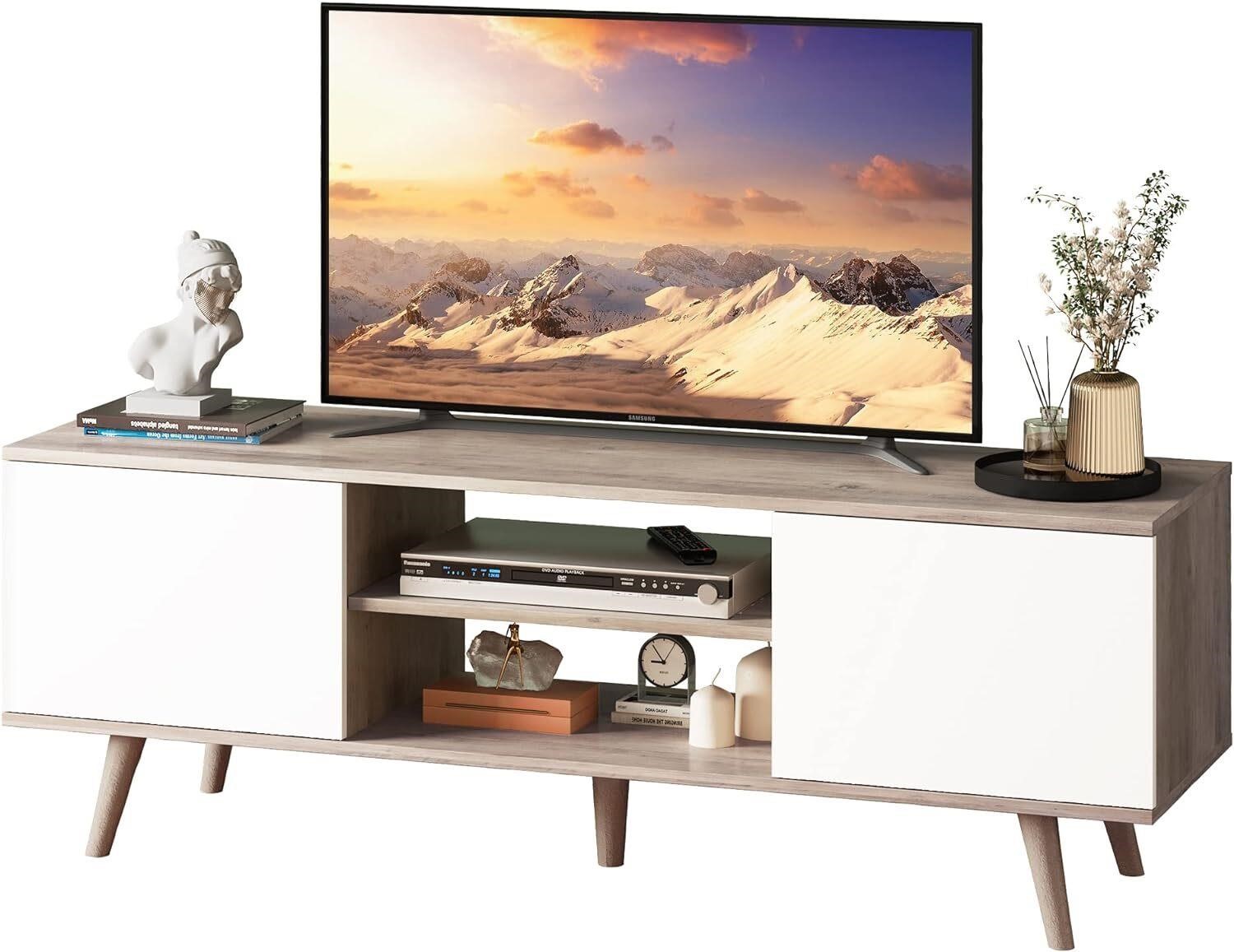 WLIVE TV Stand for 55-60 inch TV  Greige White
