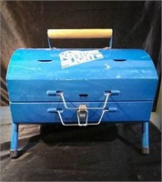 "keystone light" charcoal grill with wooden handle