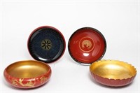 Japanese Lacquer Serving Bowls, Group of 4 Vintage