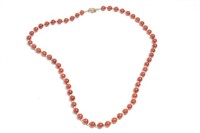 Chinese Red Jade Bead Necklace