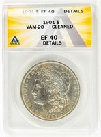 Coin 1901(P) VAM20 Morgan Dollar-ANACS-EF40 Det