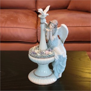 Porcelain Angel on a Fountain 13½" tall