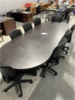 Conference table 8 black rolling chairs included